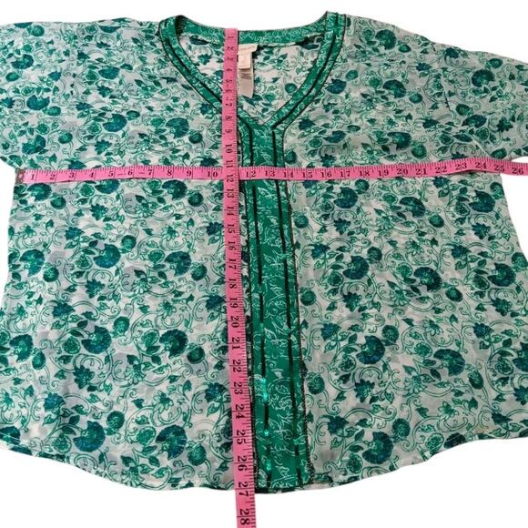 CHICO'S 3 Blouse Top Tunic Swim Cover Up XL Sheer Beaded Sequin Beach Vacation - Picture 5 of 9